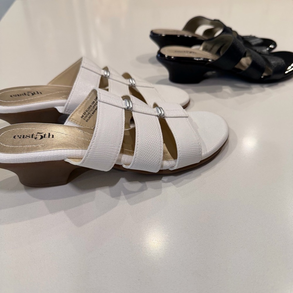 East 5th Black White Strappy Elden Heeled Sandals Bundle Size 6 - Picture 2 of 5